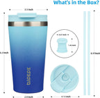 BJPKPK 18oz Insulated Tumbler With lid And Straw Stainless Steel Tumblers Travel Coffee Mug Reusable Thermal Cup,Sky