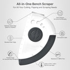 Nextrend BakerScraper – 5-in-1 Flexible Bowl Scraper, Bench Scraper and Dough Scraper with Stainless Steel Edge, Ruler & Herb Stripper – BPA Free, Dishwasher Safe - Gray