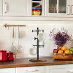 Mug Holder, Countertop Mug Tree, Coffee Mugs & Tea Cup Storage Rack, Coffee Counter Bar Accessory & Kitchen Organizer (Black Vintage Colors)