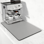 Rnivvi Coffee Mat, 16" x 24" Coffee Bar Mats for Espresso Machine Station Accessories and Organizer, Hide Stain Rubber Backed Absorbent Dish Drying Pad for Kitchen Counter, Cute Bar Decor Pad, Gray
