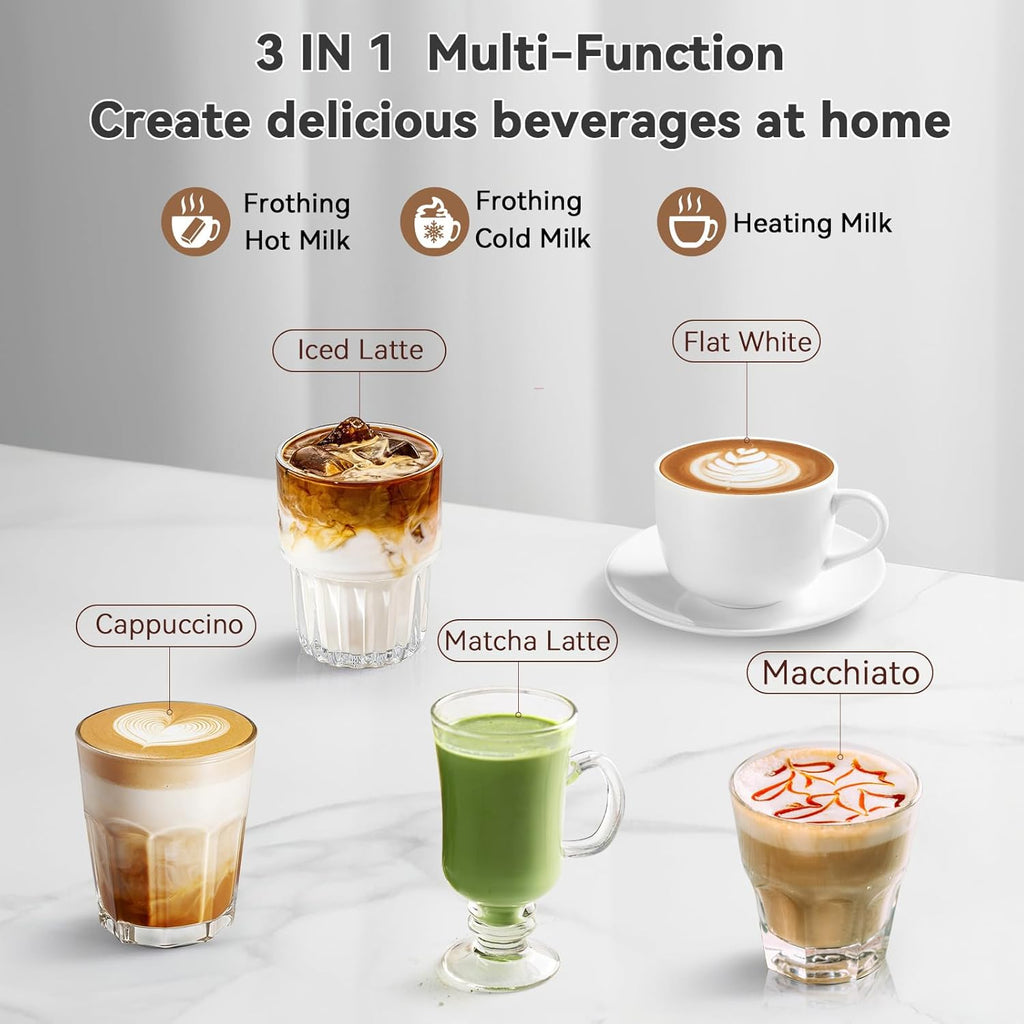 Secura Milk Frother, Electric Milk Steamer Stainless Steel, 16.9oz/500ml Automatic Hot and Cold Foam Maker and Milk Warmer for Latte, Cappuccinos, Macchiato, 120V