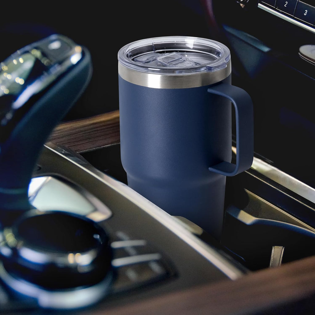HASLE OUTFITTERS 20oz Tumbler with Lid, Stainless Steel Tumbler with Handle, Metal Insulated Travel Coffee Mug with Handle, Double Wall Vacuum Spill Proof Tumbler Cup, Navy 1 Pack