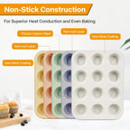 2-Pack Healthy Baking Cupcake Pan| Non Stick 12-Cup Muffin Pan | Durable & Easy Clean Muffin Tin | Perfect for Cupcakes, Muffins (Beige)