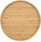 Round Bamboo Tray, Wood Serving Tray, Wooden Platter, Wood Charcuterie Board, Decorative Tray for Coffee Table, 9.8 inch