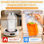 Nuogo 2 Pack 2 Liters/68 oz Square Glass Pitcher with Lid Spout Handle Water Pitcher Borosilicate Glass Carafe for Tea and Coffee Beverage Serveware Milk Water Juice Jug for Hot/Cold Drinks with Brush