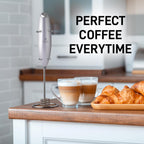 Zulay Kitchen Tornado Whisk Milk Frother with 4 AA Duracell Batteries - Triple Whisk for More Power - Handheld Coffee Frother with Stand - Drink Mixer for Lattes, Matcha & Protein Shakes