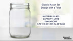 DISCOUNT PROMOS Decorating Mason Jars 12 oz. Set of 10, Bulk Pack - Glass Jars for Overnight Oats, Candies, Fruits, Pickles, Spices, Beverages - Clear
