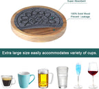 Wood Coasters for Drinks Set of 8, Minacun Absorbent Coaster, Drinks Coasters for Coffee Tabletop Protection, Non-Slip, Non-Stick, Suitable for Kinds of Cups Wooden Table Drink, 4.3 Inch Gray