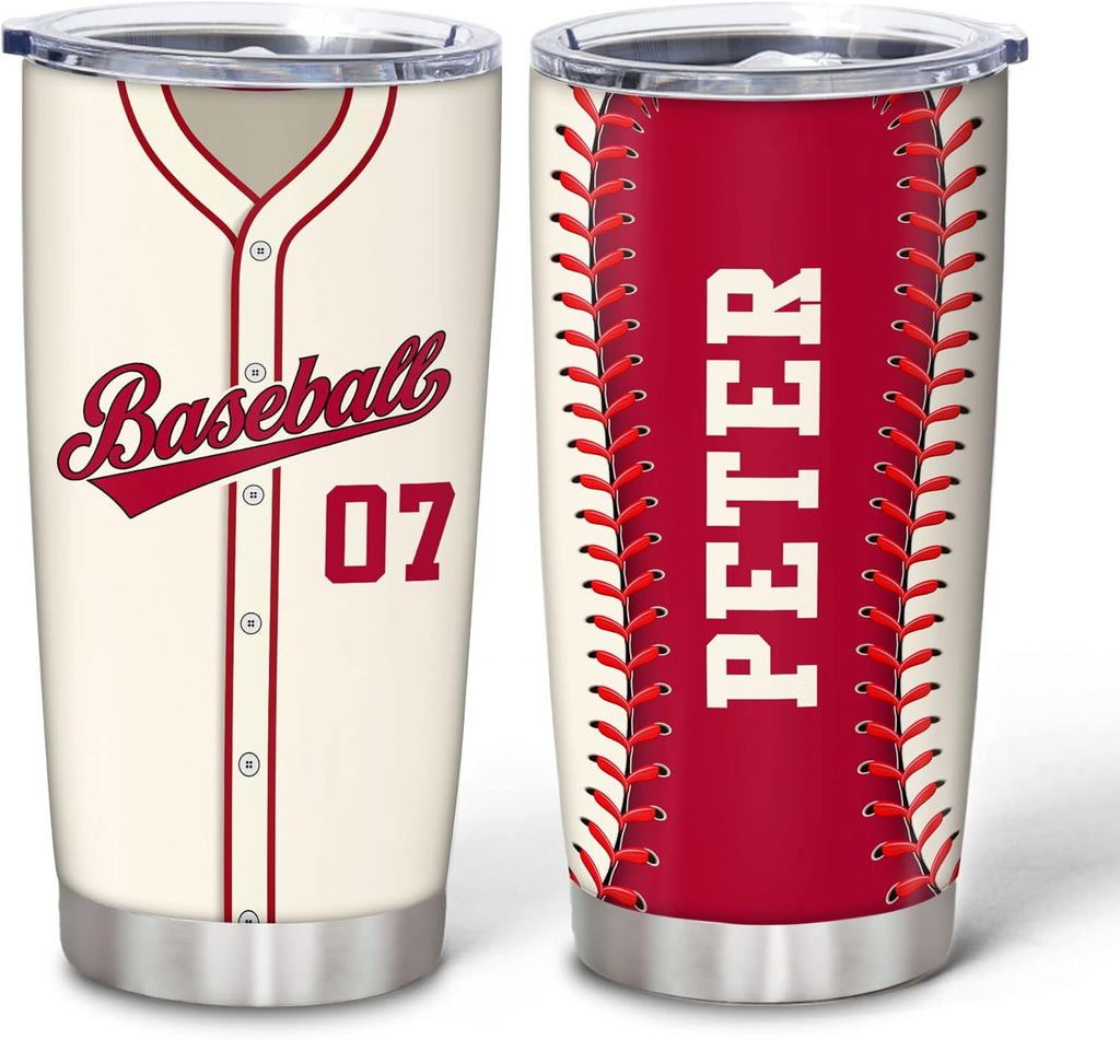 Hyturtle Personalized Baseball Tumbler Baseball Players Design Stainless Steel Double Walled Vacuum Insulated Tumblers 20oz30oz Coffee Travel Mug Cup Christmas Gift For Men Boys Friends Dad Sports Fan