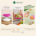 Homienly Wheat Straw Large Salad Bowls, 60 OZ Large Serving Bowls for Kitchen, Camping, Party, Microwave and Dishwasher Safe, Unbreakable Lightweight Big Bowls for Fruit, Salad (Pink)