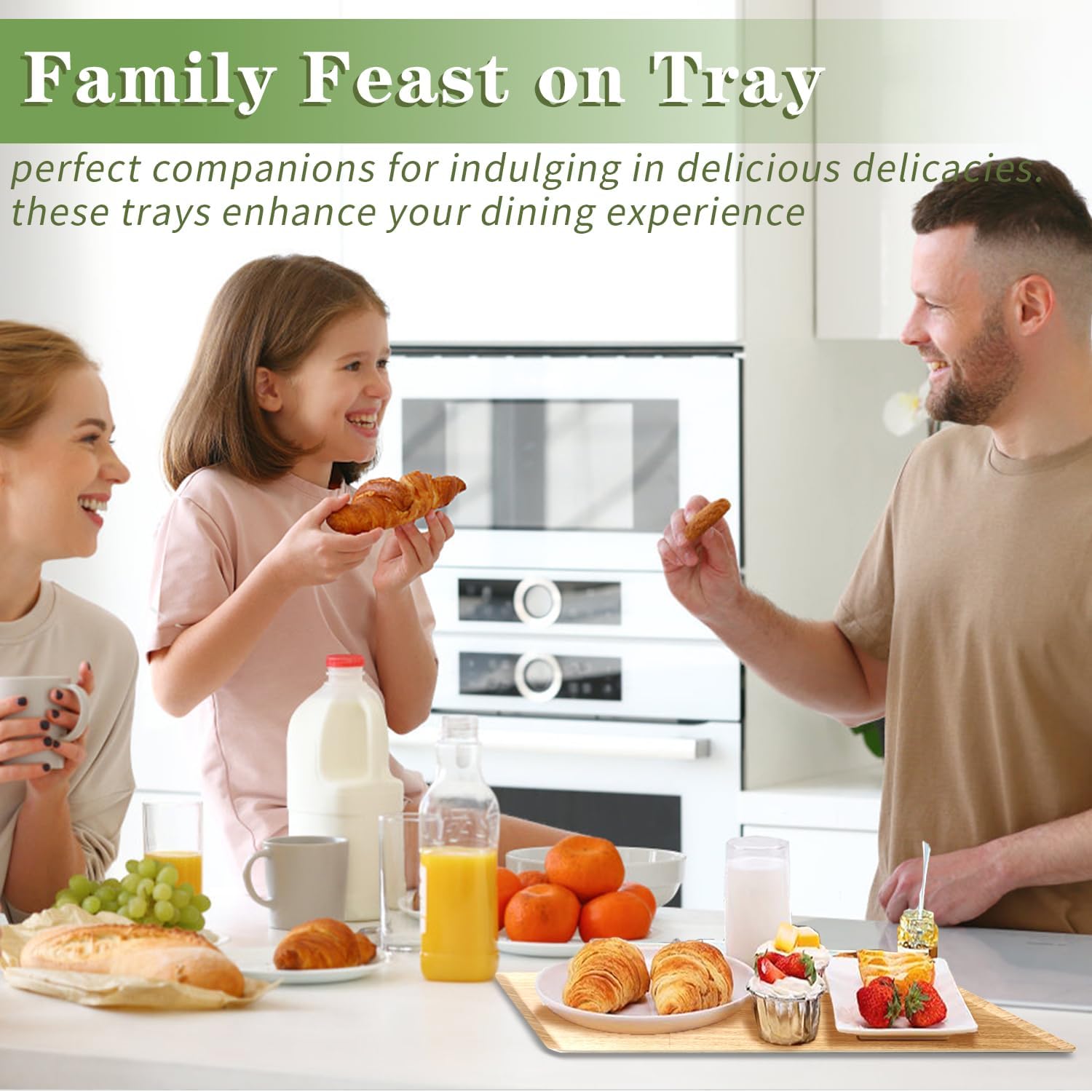 Wooden Trays for Eating, Decorative Serving Trays for Party, Great for Tea Tray, Bar Tray, Breakfast Tray - 6 x 11 Inch