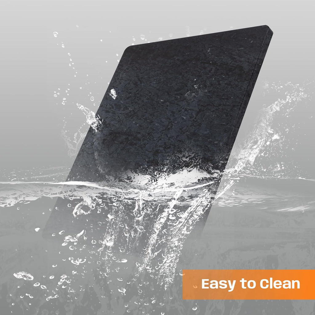 Black Marble Cutting Board For Kitchen, Large Marble Slab Pastry Board With Non-Slip Feet For Baking, Cheese, Charcuterie, Chocolate, 16x20 Inch, Pack Of 1 Piece