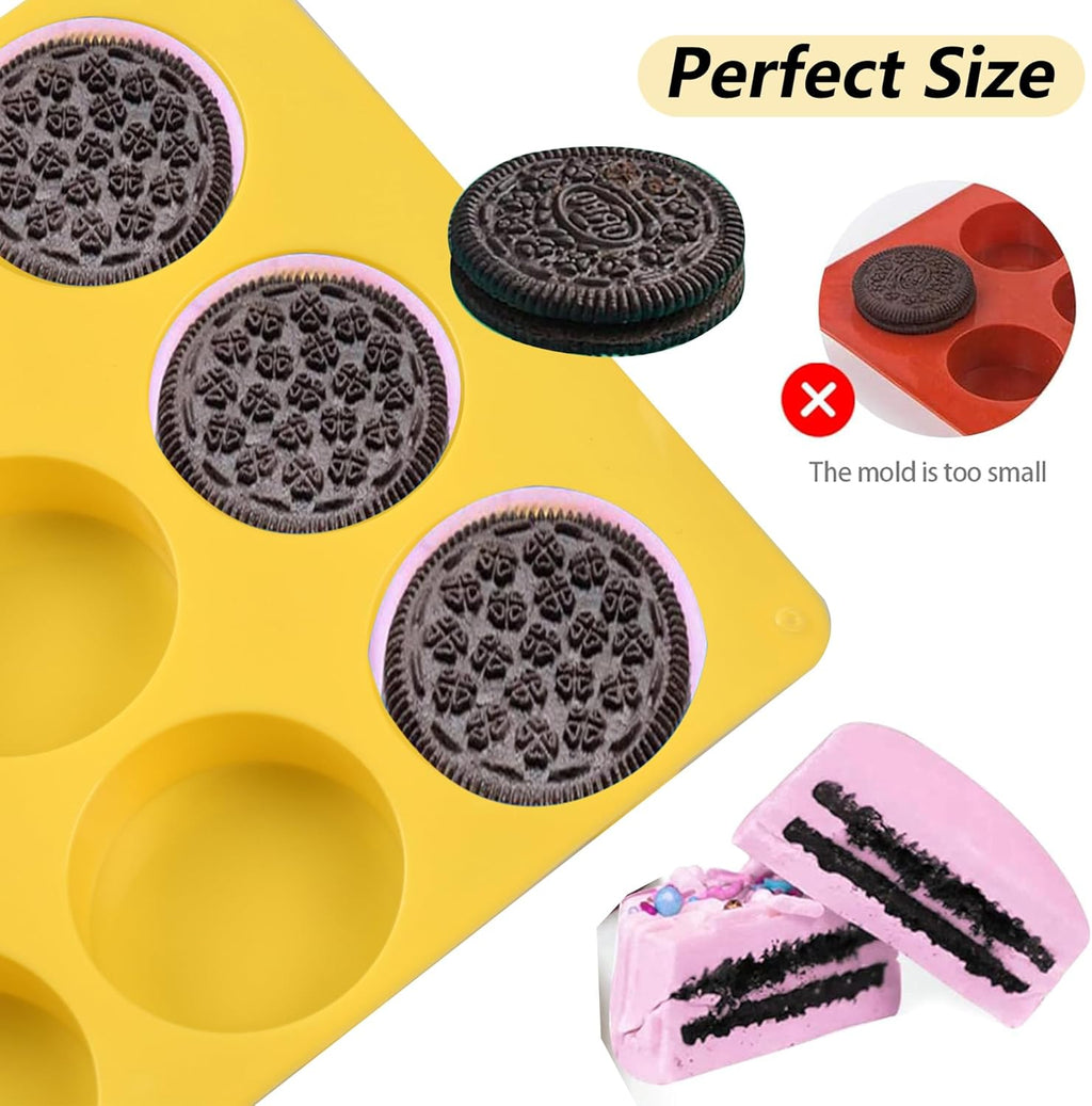 2 Pcs Round Chocolate Cookie Molds, 12-Cavity Cylinder Chocolate Cover Cookie Silicone Molds for Candy Mini Cakes Jelly Baking