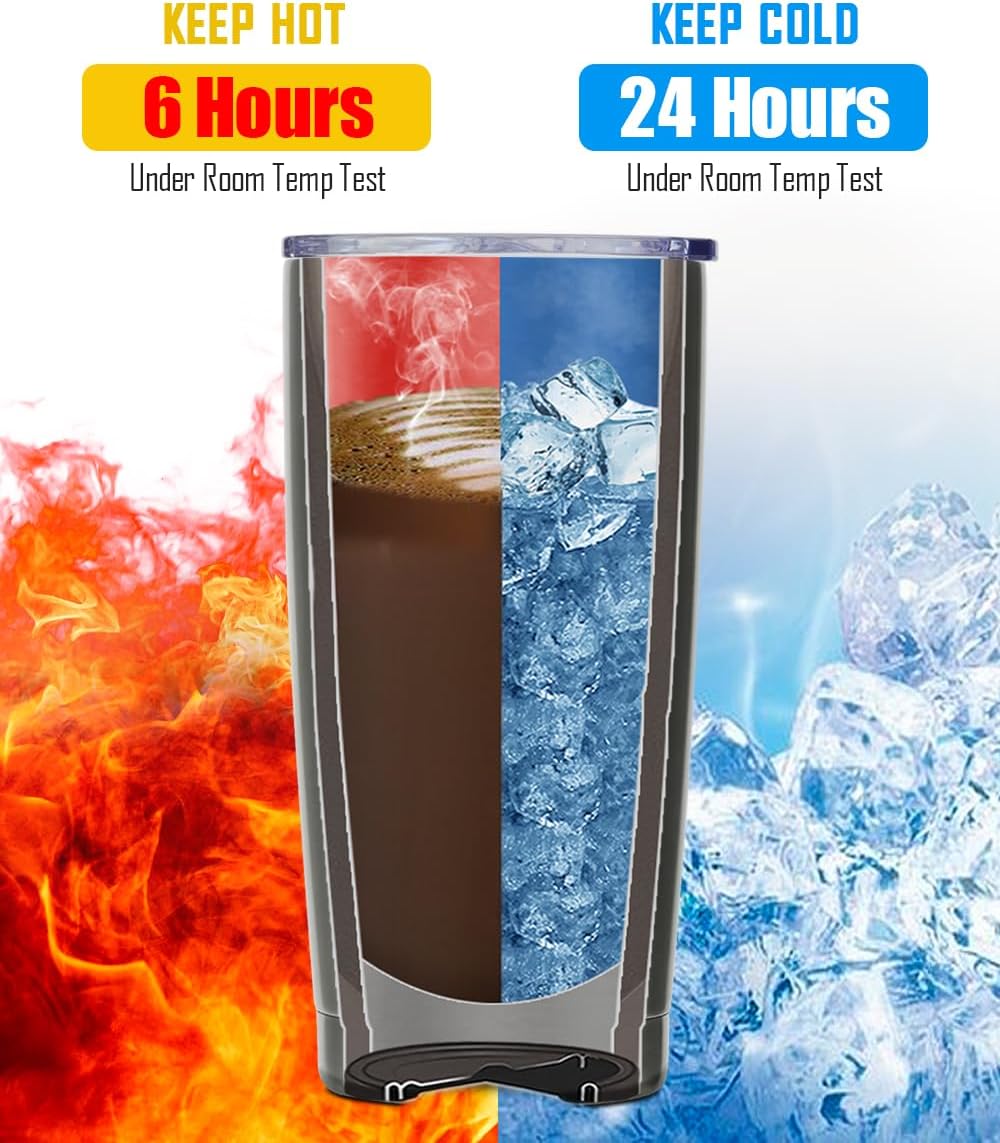 SUNWILL Travel Coffee Tumbler 20 oz, Insulated Mug with Lid, Stainless Steel Cup for Outdoor, Powder Coated Black