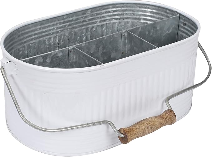 Alpha Living Home Silverware Organizer Kitchen Drawer Organizer Utensil Organizer Silverware Holder Cutlery Organizer Flatware Organizer Farmhouse Chic Design for Kitchen, Picnics & Parties (White)