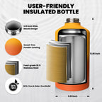 One Gallon Water Bottle Insulated, Triple Walled Vacuum Stainless Steel (Cold for 48 Hrs), Leak Proof & Non-BPA, Large Water Flask Jug with Paracord Handle & Straw Spout Lids