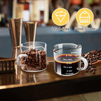 Espresso Cups 4-Piece set, 4 OZ Double Spout Cup with Handle, Espresso Shot Glass with V-Shaped Spout for Espresso Machine, Milk Cup (Espresso Cup Graduated)