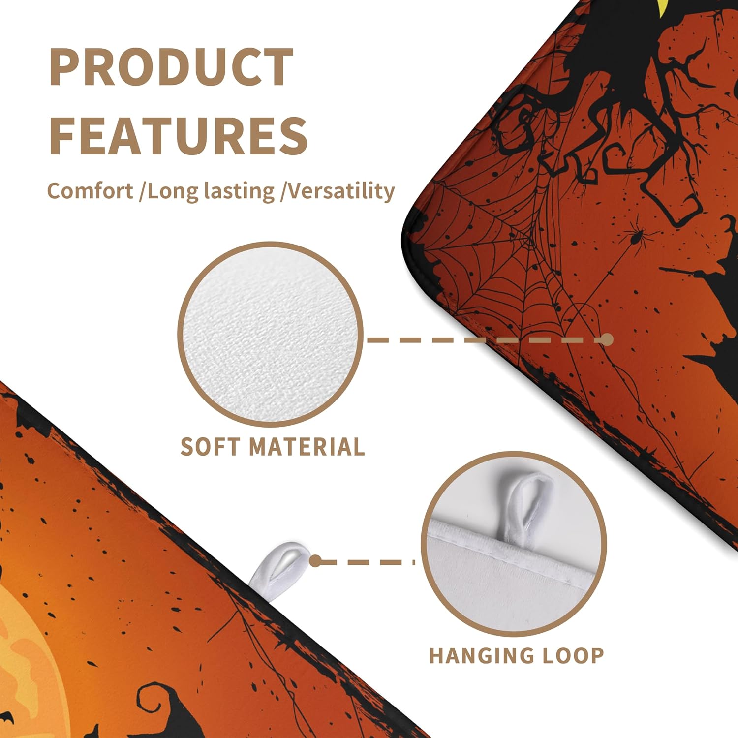 Happy Halloween Dish Drying Mat Fall Pumpkin Witch Dishes Draining Mats Spooky Castle Coffee Bar Bats Trick or Treat Dish Drying Pad Self Fast Absorbent Dryer Mat for Kitchen Countertop (18x24 in)