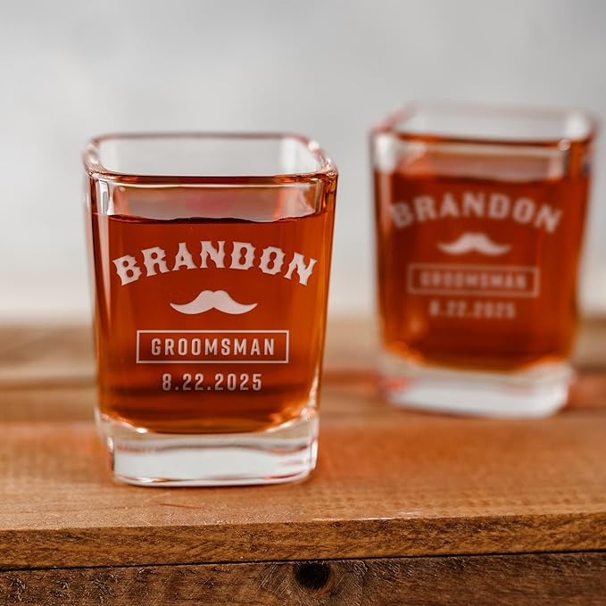 Groomsmen Shot Glasses - Personalized Wedding Party Gift or Proposal - Single Glass