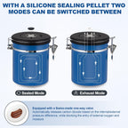 ShanSon Coffee Canister Airtight Coffee Container Stainless Steel Coffee Bean Storage Container with Scoop Coffee Canister for Beans Grounds Sugar Flour Tea Cereal,11OZ,Blue