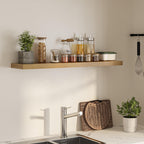 Floating Shelves for Wall, 48" W x 9.3" D x 1.5" H, Wooden Wall Mounted Display Shelves with Invisible Brackets for Living Room, Bedroom, Bathroom, Kitchen Decor and Storage, Set of 1, Oak