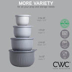 COOK WITH COLOR Prep Bowls with Lids- Wide and Deep Nesting Plastic Small Mixing Bowl Set with Lids, 8 Piece Set - Deep Bowls, Gray