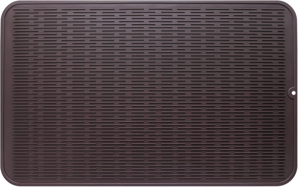 Silicone Dish Drying Mat for Multiple Usage,Easy clean,Eco-friendly,Heat-resistant Silicone Mat for Kitchen Counter or Sink,Refrigerator or Drawer Liner Coffee 3XL 28 inches x 18 inches