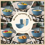 Wheat Straw Salad Bowls for Kitchen set of 6,Anit-Scald Thick Soup Bowls 40oz,Microwave and Dishwasher Safe Bowl set easy to clean. Blue