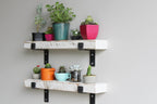 Urban Legacy Accent Shelves | Reclaimed Barn Plank | Set of 2 with Full Brackets (White Wash 30" x 7" x 2")