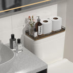 Bathroom Toilet Tank Tray, 13" Wood Storage Basket Back of Toilet Basket Organizer, Vanity Tray for Perfume Makeup Candle Kitchen Counter Coffee Table Bar Decor Rustic