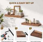 17x8x1.6 inch Floating Shelves Set of 2 – Solid Wood Rustic Brown Wall Mounted Shelf for Kitchen, Bathroom, Living Room