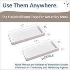 Countertop and Vanity Tray - 2 PC Small 7.7" Silicone Bathroom Trays, Kitchen Soap Tray, Dish Sponge Soap Holder Kitchen Sink Organizer Caddy, Bathroom Counter Trays for Lotion Dispenser