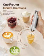 Maestri House Rechargeable Milk Frother with Stepless Speed Control, LunaFro 2.0 Handheld Electric Foam Maker Waterproof Drink Mixer Foamer for Lattes, Cappuccino