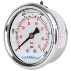 Glycerin Filled Pressure Gauge 1000psi/70bar, Stainless Steel case, Brass Inside Construction, 2-1/2" dial, 1/4" NPT Back Connection…