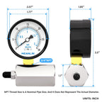 MEANLIN MEASURE 0-30Psi 2" Steel Double Graduated Air Test Pressure gauges, 3/4" FNPT Connection, -3-2-3% Accuracy