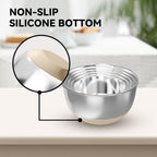 Stainless Steel Mixing Bowls with Lids – Set of 5 Large Nesting Metal Bowls for Kitchen, Baking, Cooking, Food Prep & Storage, Non-Slip Base, Dishwasher Safe,Khaki