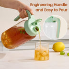 Mason Jar Pitcher with Tea Filter, Airtight & Leakproof Glass Pitcher with Lid, 64 oz Sun Tea Glass Jar for Outside, Perfect for Sun Tea, Lemonade, and iced Tea