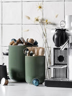 LE TAUCI Utensil Holder, 7.3"+5.4" Ceramic Kitchen Utensil Holder for Countertop, Large Cooking Utensil Crocks for Kitchen Counter, Modern Utensil Organizer for Spatula, Set of 2, Forest Green