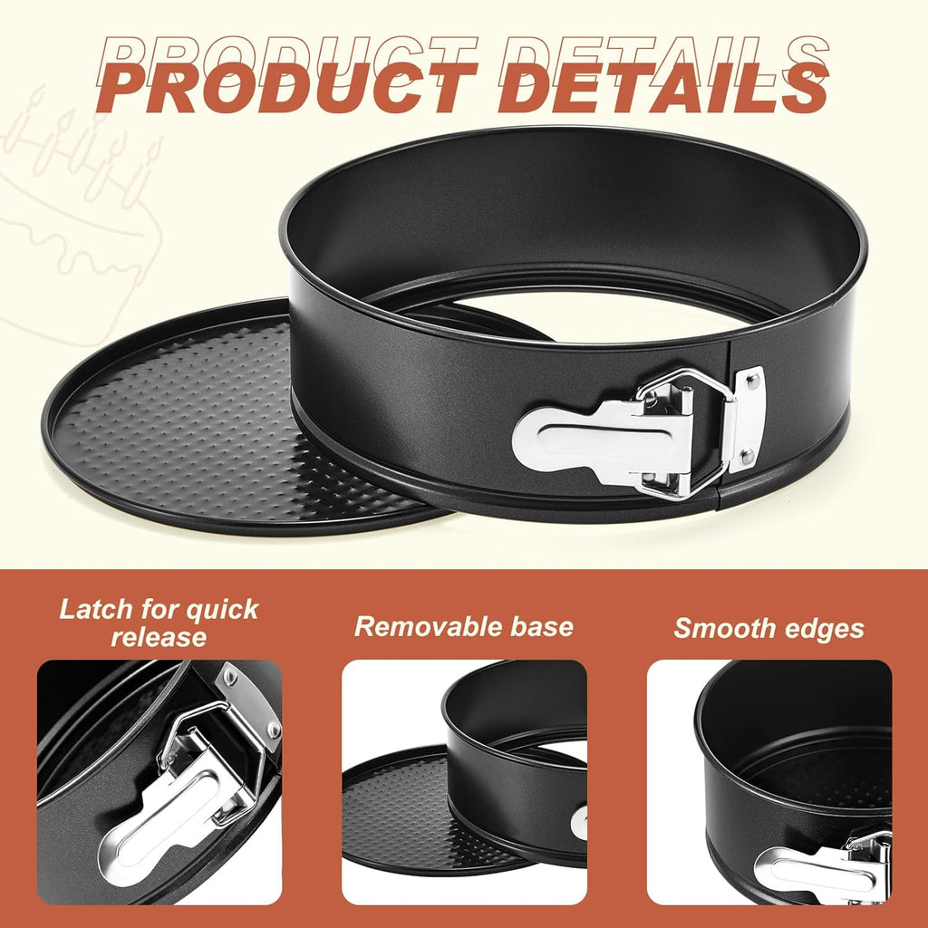 4 Pcs 8 Inch Non Stick Springform Pan with Removable Bottom Carbon Steel Cheesecake Pan Round Springform Cake Mold with Stainless Steel Spring Buckles for Baking Kitchens Restaurant