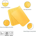 Silicone Dish Drying Mat for Multiple Usage,Easy clean,Eco-friendly,Heat-resistant Silicone Mat for Kitchen Counter or Sink,Refrigerator or Drawer Liner Yellow 4XL 32 inches x 18 inches