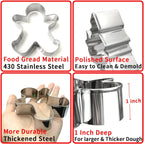 Christmas Cookie Cutters Large 6Pcs, Metal Christmas Hat Socks Candy Canes Santa Claus Ginger Man Mini Tree Shapes Cookie Cutters, 430 Stainless Steel Biscuit Fondant Doubt Cutter