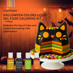 Chefmaster - Halloween Colors Liqua-Gel Food Coloring Kit - Water-Based Food Coloring Gel - 4 Pack - Highly Pigmented, Create Vividly Colored Desserts, Easy-To-Blend Formula - Made in the USA