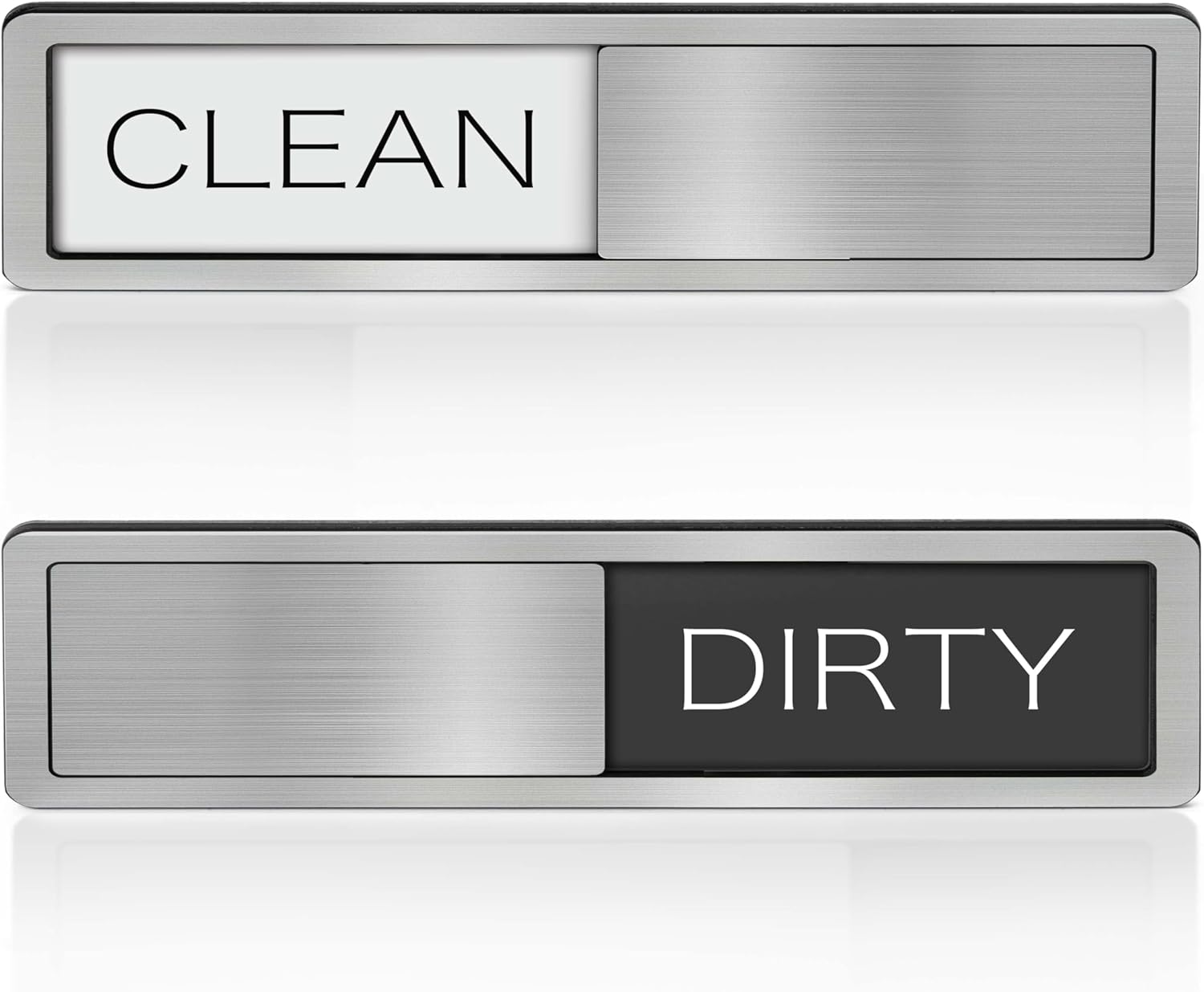 Dishwasher Clean Dirty Sign-Dishwasher Magnet Stainless Steel Clean Dirty Sign for Kitchen Organization Farmhouse Dishwasher Slide Indicator, Optional Adhesive Stickers