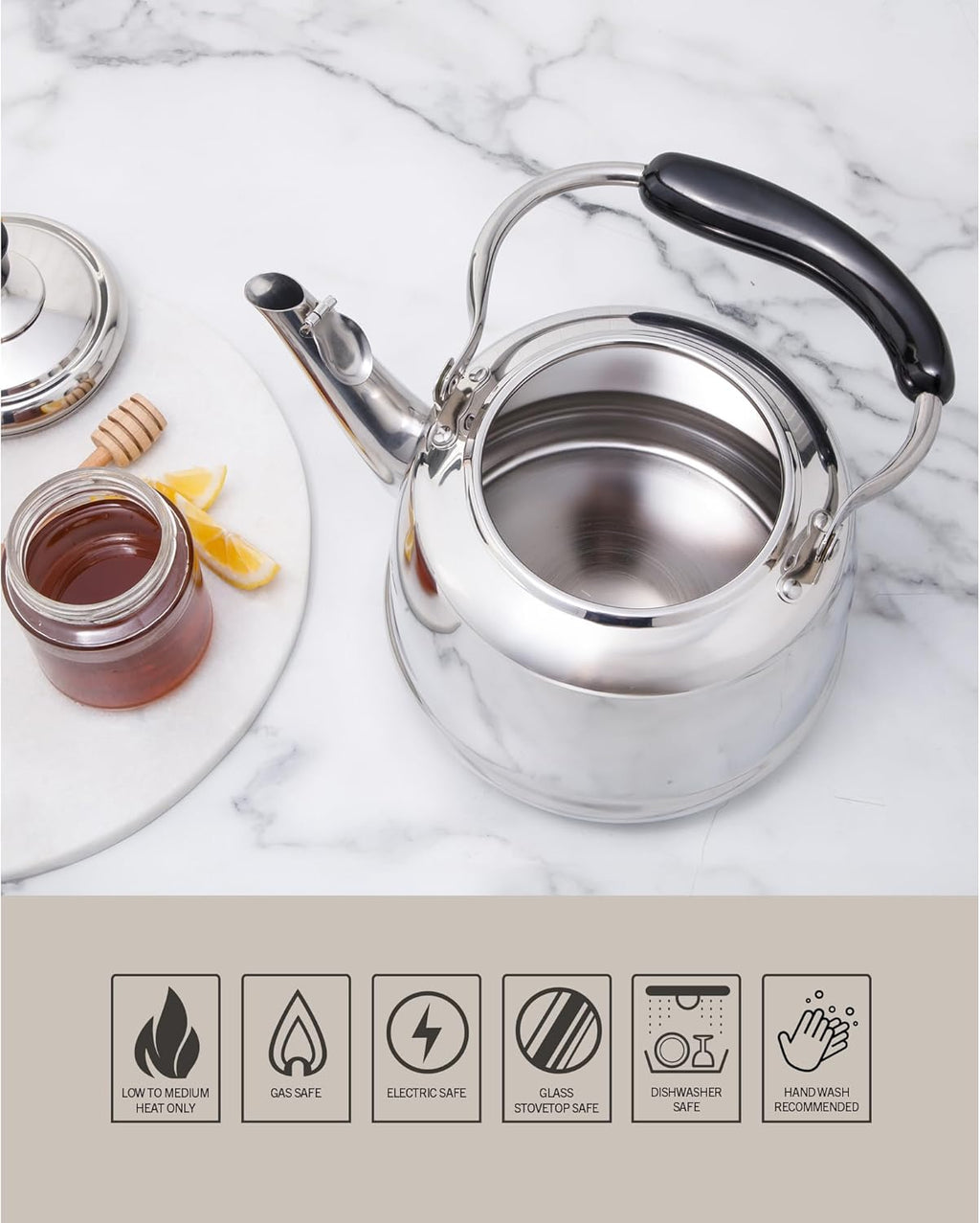 Martha Stewart Kingstree Large 2 Qt Heavy Gauge Tea Kettle - Stainless Steel