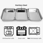 3-Piece Stainless Steel Breading Set – Interlocking Coating Trays for Chicken, Fish, Meat | Non-Slip, Dishwasher Safe, Oven Safe | Stackable Space-Saving Design for Flour, Egg, Breadcrumbs
