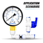 MEANLIN MEASURE 0-60Psi Well Pump Pressure Gauge 1/4" NPT 2" FACE DIAL for Pool Filter Pump Water Oil Air Compressor Tire Pressure Tester Lower Mount, with Teflon Tape