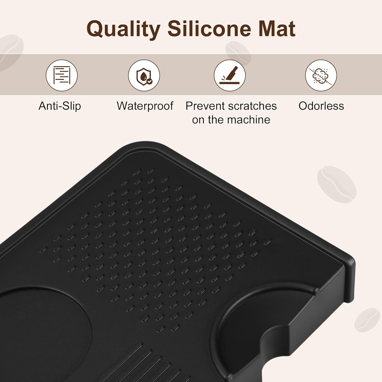 VOCOSTE Espresso Tamping Mat, Non-Slip, Prevents Portafilters from Damaging the Counter, Silicone 10.43"x5.51" Coffee Tamper Mat for Barista Espresso Machine Accessories, Black