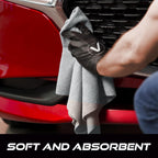 VIKING Microfiber Towel 12 Pack, Utility Car Drying Towels, Premium, Super Absorbent, Grey, 24 Inch x 24 Inch