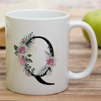 Retreez Initial A-Z Floral Botanical Bouquet Alphabet Monogrammed Monogram Mug 11 Oz Ceramic Tea Coffee Mugs - Appreciation Thank You Wedding Birthday Gifts for her friend coworker sister - Q Initial