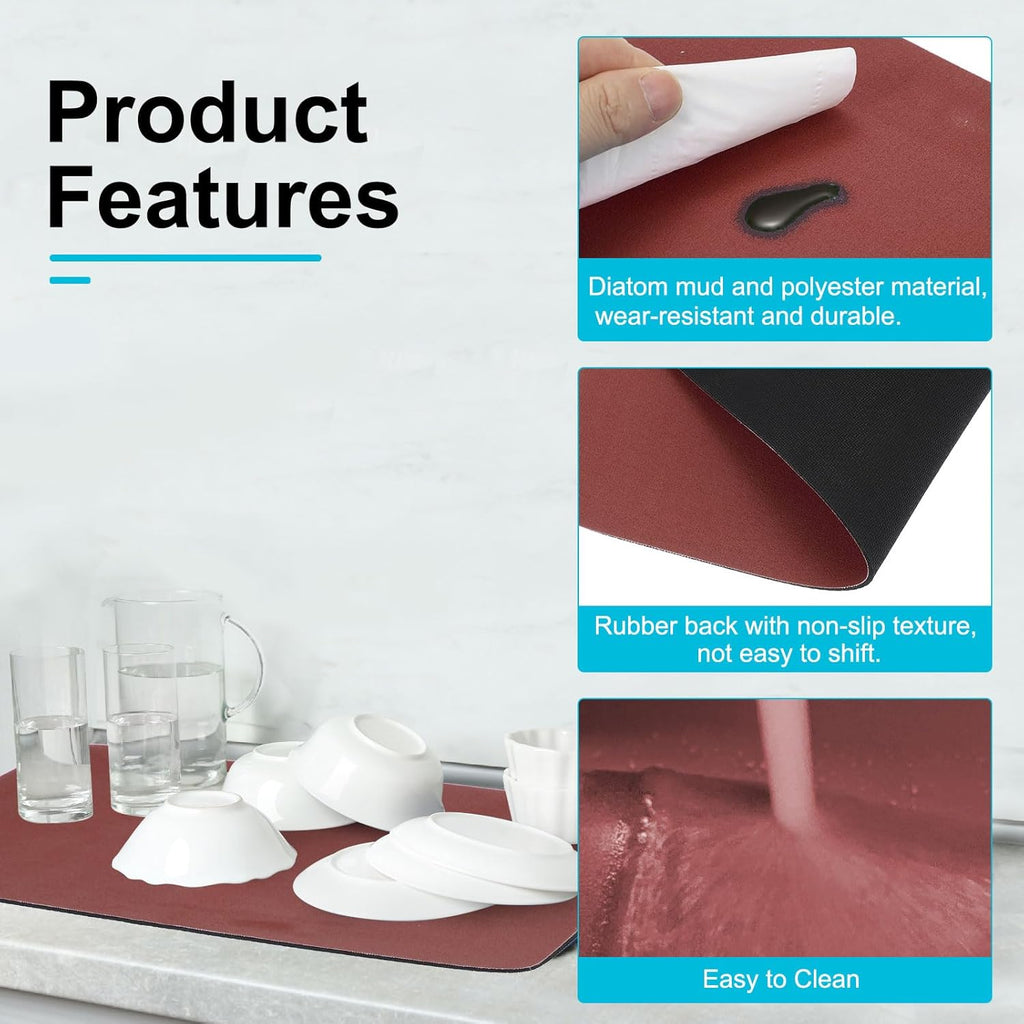 uxcell Silicone Mats for Kitchen Counter, 23.6" x 15.7" Non-Slip Countertop Protector Mat Heat Resistant Coffee Mat Waterproof Table Placemat, Wine Red